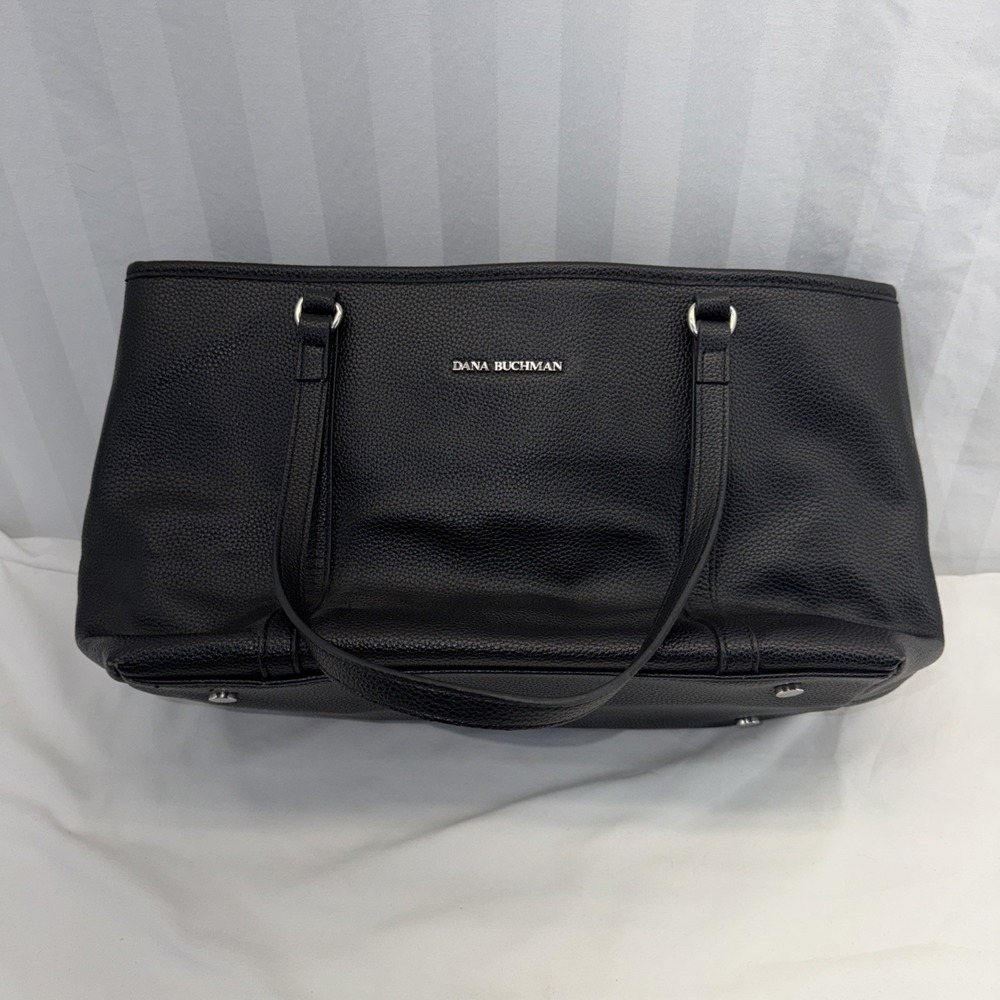 DANA BUCHMAN Women Black Faux Pebbled Leather Shoulder Bag, Handbag, Purse